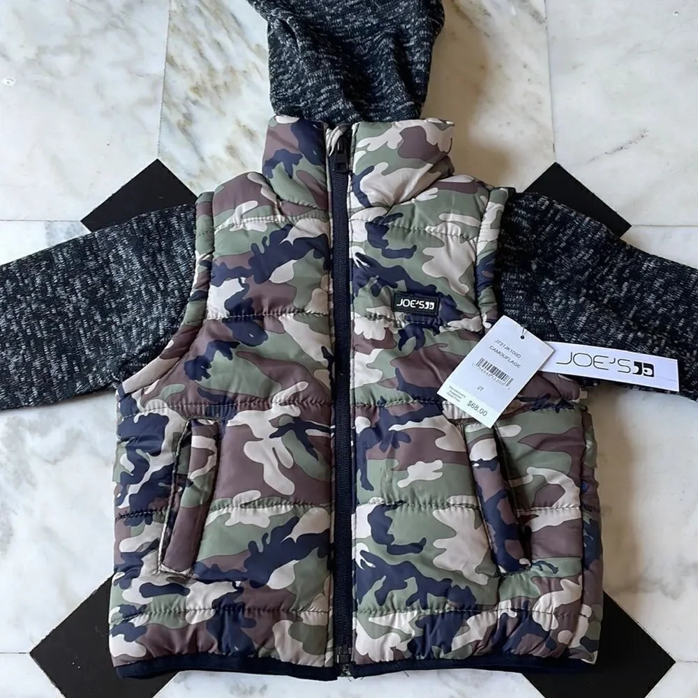 Joe’s Jeans Toddler Camo Hooded Puffer Vest Jacket NWT